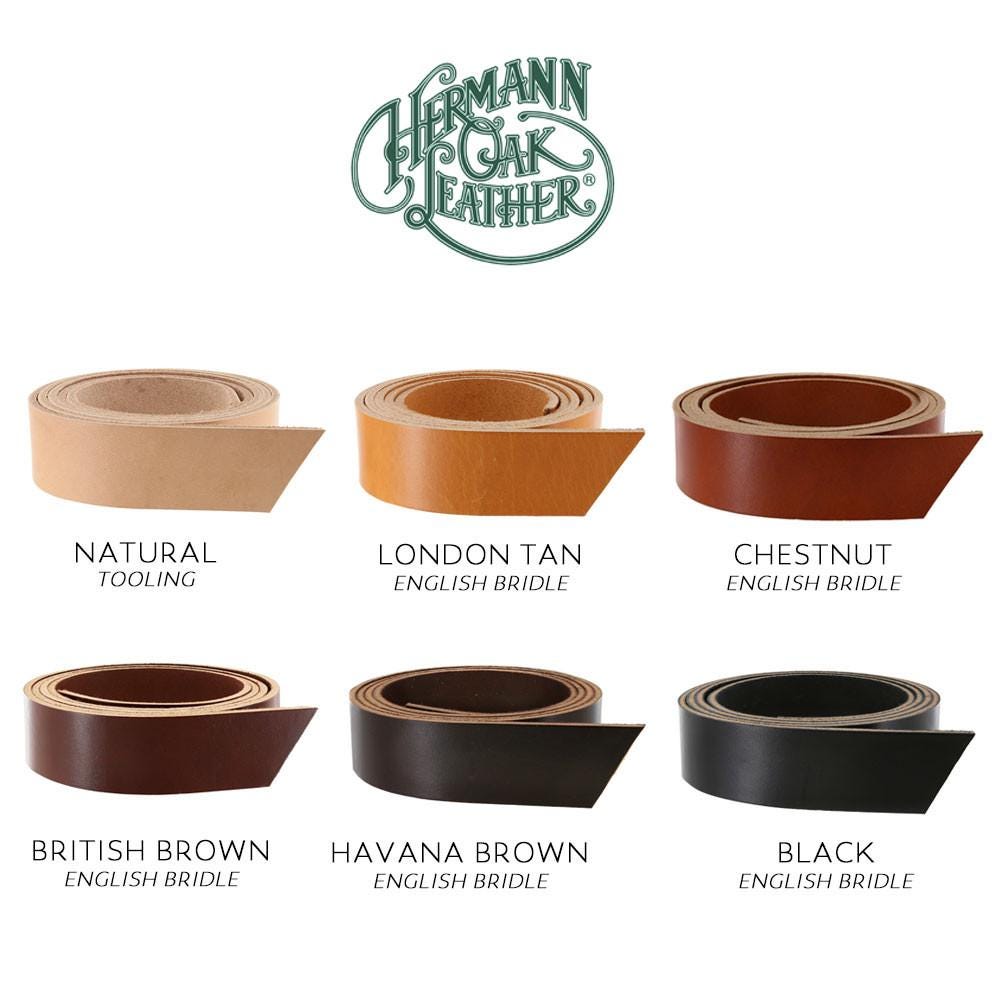 American Made Full Grain Vegetable Tanned Leather Belt, Hermann Oak Tannery, Natural